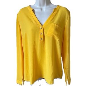 Yellow Button-Up Women's Top Size Medium